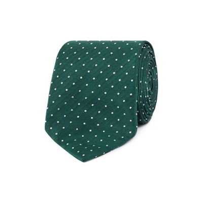 The Collection Green silk dotted herringbone slim tie